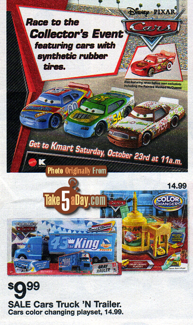 Kmart Mattel Disney Pixar CARS & Hot Wheels Take Five a Day