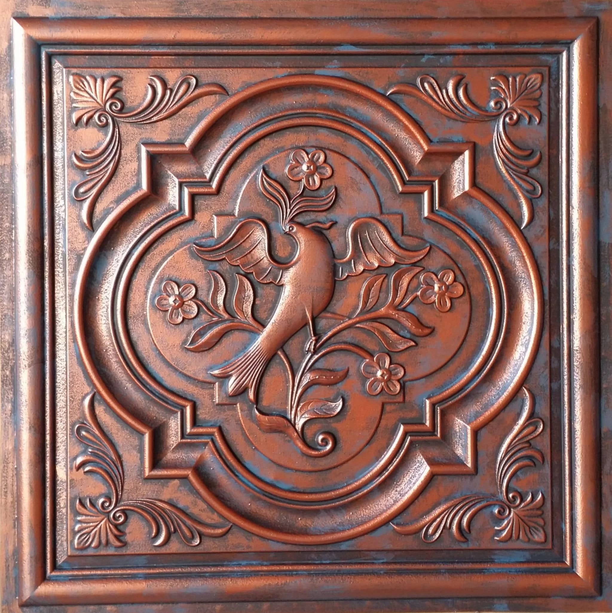 TD39 Art Nouveau Bird Faux Tin Ceiling Tile ☑️