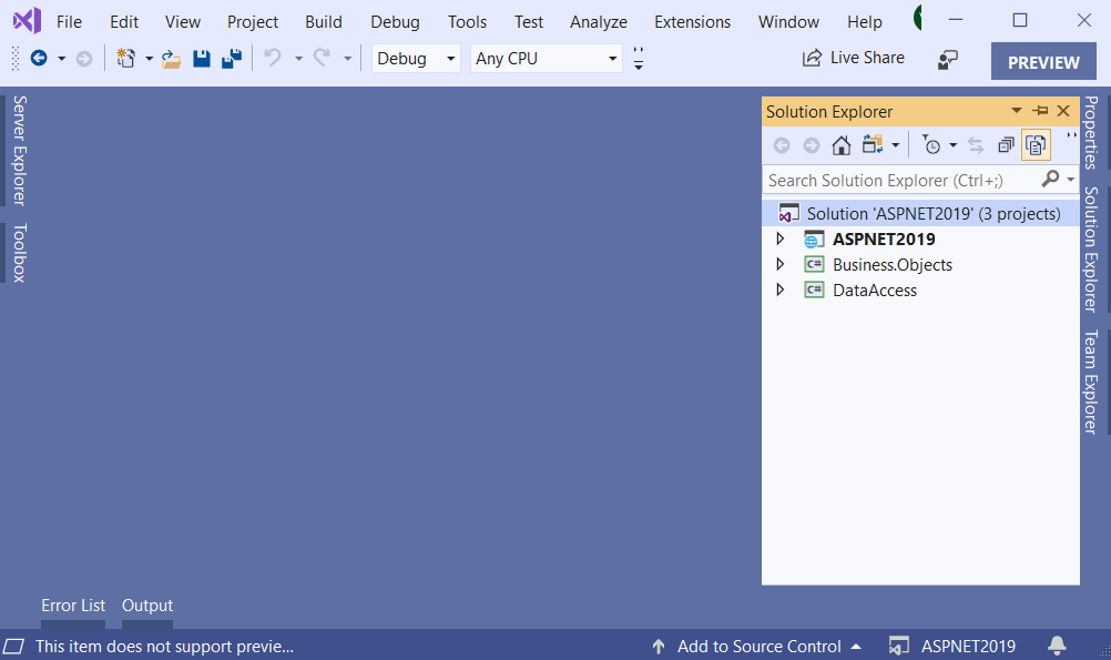 Visual Studio 2019 Single Click to Open Preview Tab for Project Files