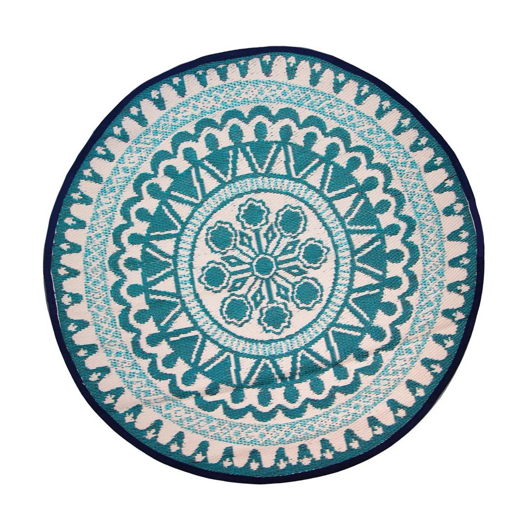 Moroccan Souk Blue Round Outdoor Rug Talking Tables UK