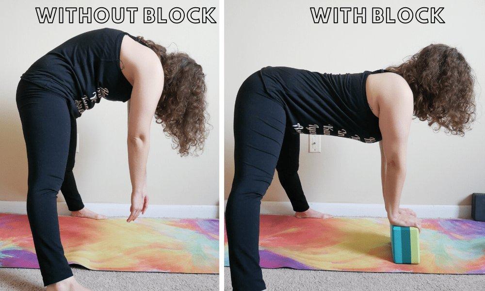 How to use a block in a wide legged standing forward fold — Tamara