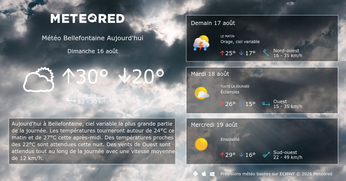Météo Bellefontaine 14 jours Meteored
