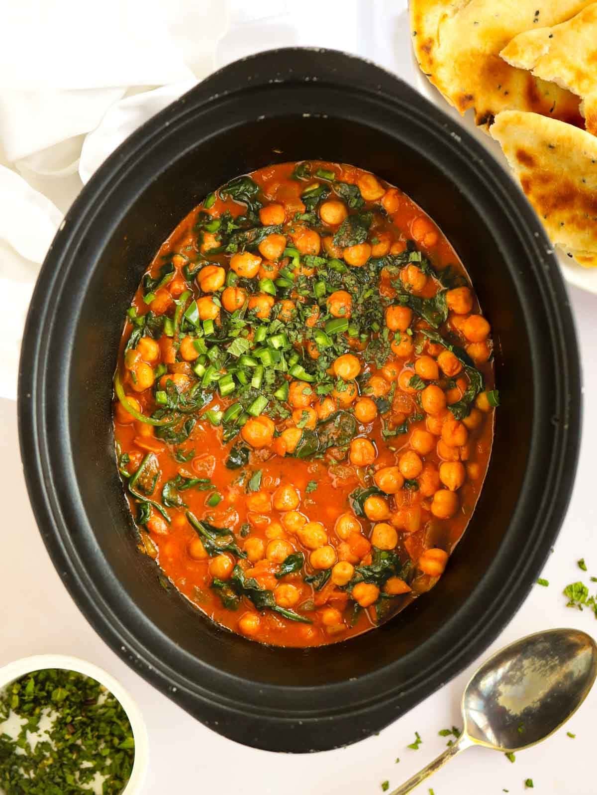 Slow Cooker Chickpea Curry {Chana Saag}