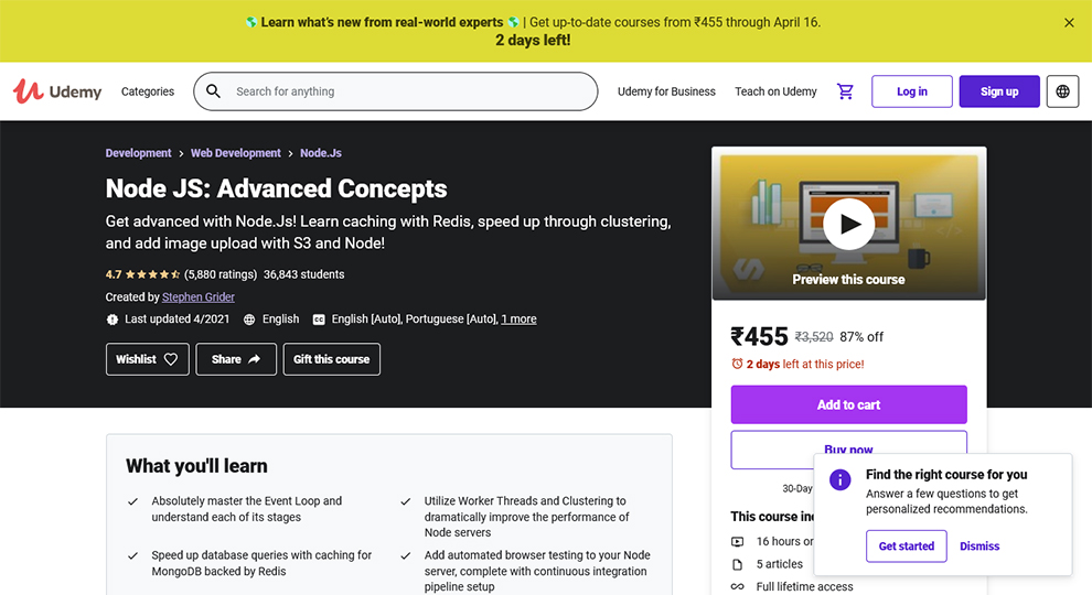 Learn Node Js 12 Best Node Js Courses and Training Online