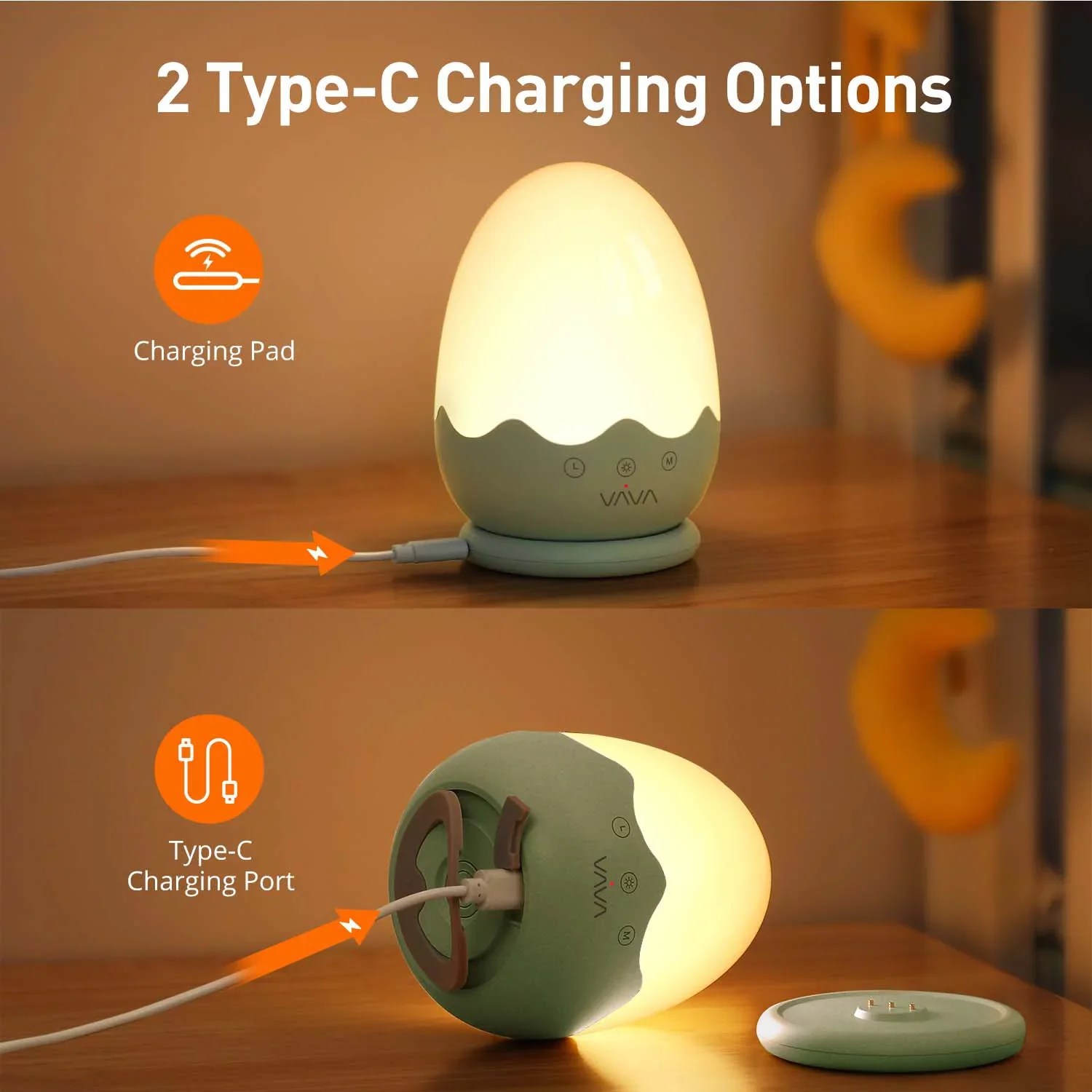 VAVA LED Baby Night Light with Charging Pad, Touch Control, Adjustable