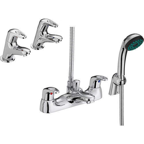 Bristan Cadet > Basin Taps & Bath Shower Mixer Tap Pack With Kit (Chrome).