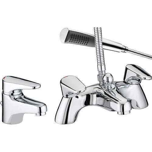 Bristan Jute > Basin & Pillar Bath Shower Mixer Tap Pack (Chrome).