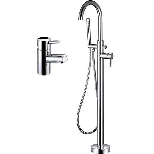 Basin & Floor Standing Bath Shower Mixer Tap Pack (Chrome). Bristan