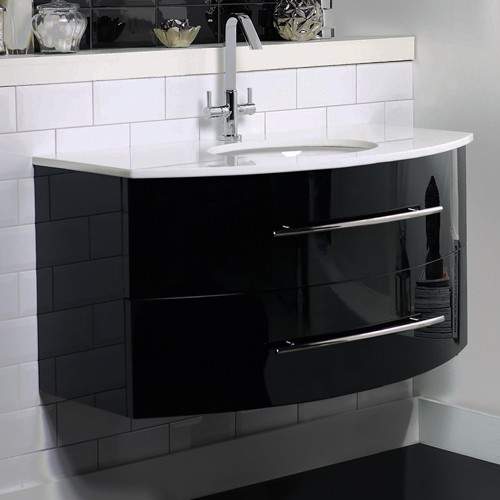 Hudson Reed Crescent > Wall Hung Vanity Unit With Granite Top (Gloss