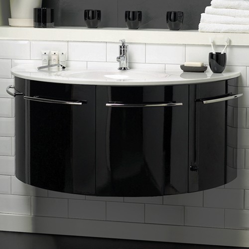 Hudson Reed Moon > Wall Hung Vanity Unit With Ceramic Top (Gloss Black).