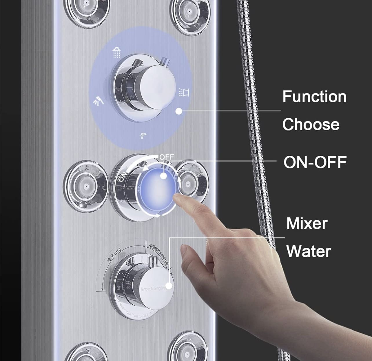 RUBY Shower Panel System with Down Spout Taps Depot