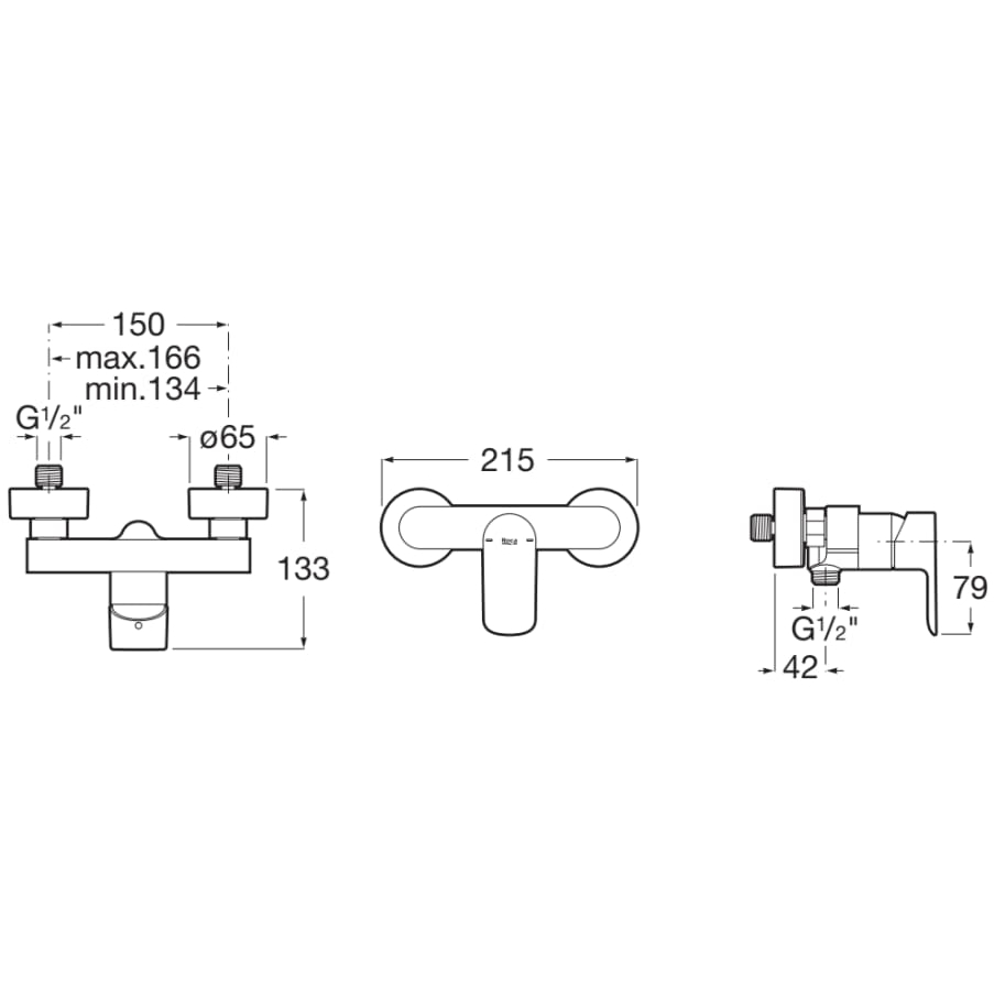 Roca Cala Wall Shower Mixer