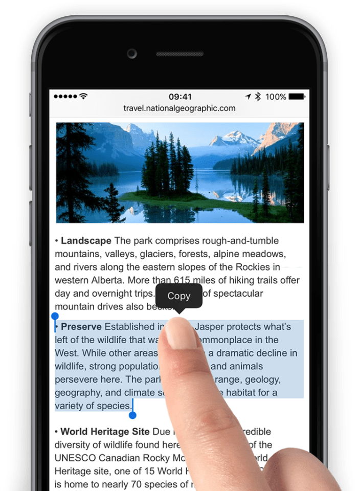 Guide how to select & copy and paste text on the iPhone iOS 9 TapSmart