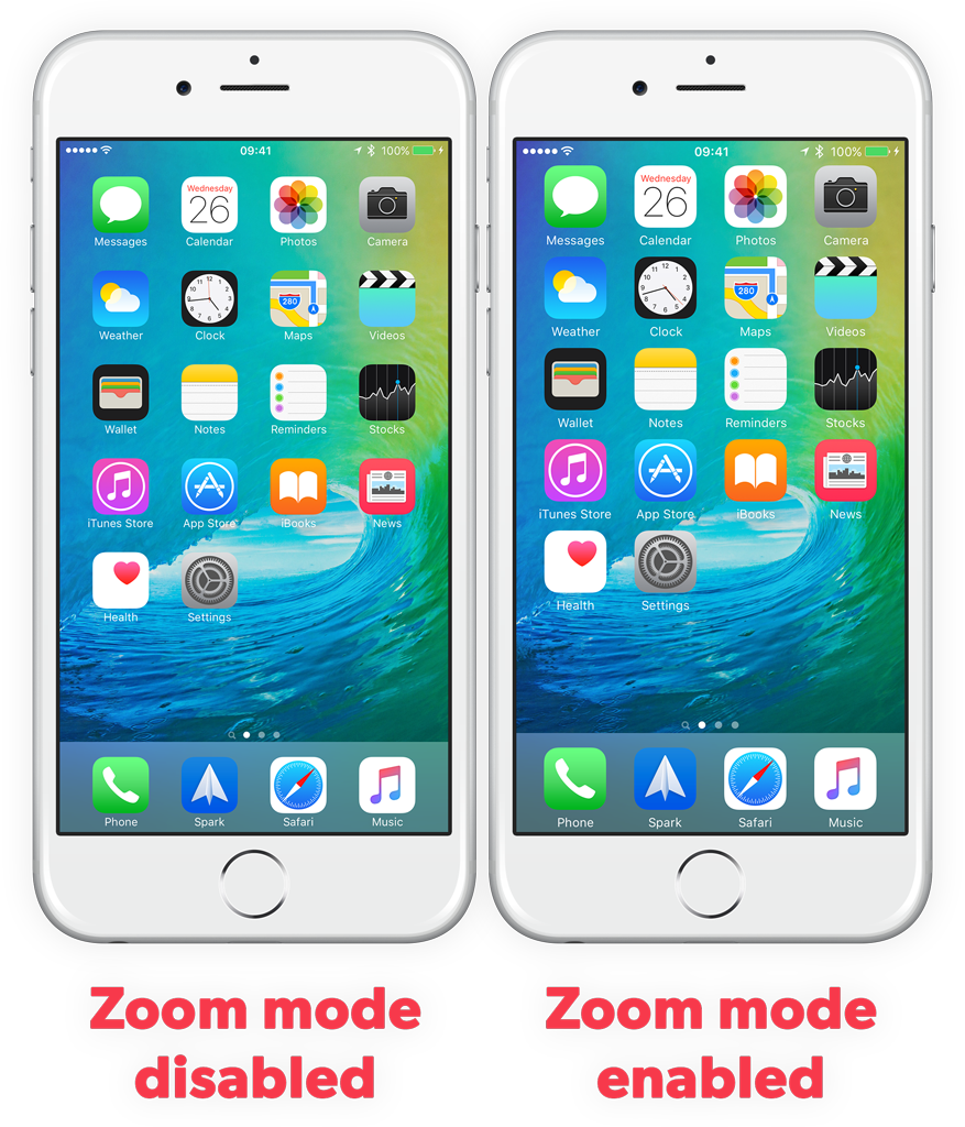 Guide scale up to the iPhone 6 Plus with Zoom mode iOS 9 TapSmart