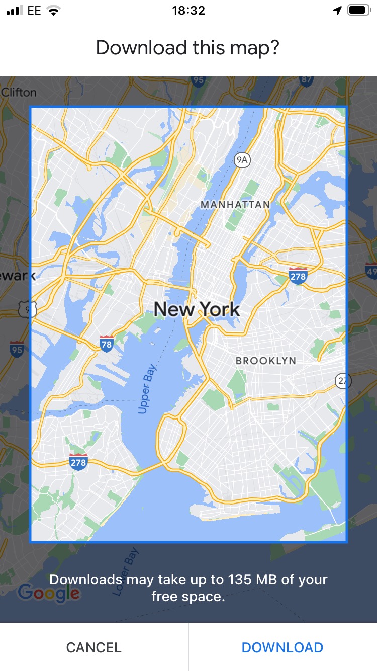 Offline Maps how to save areas with Google Maps TapSmart