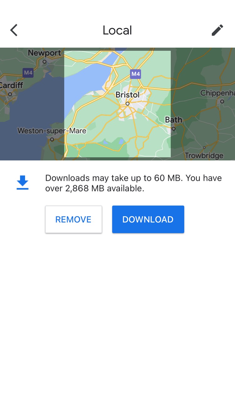 Offline Maps how to save areas with Google Maps TapSmart