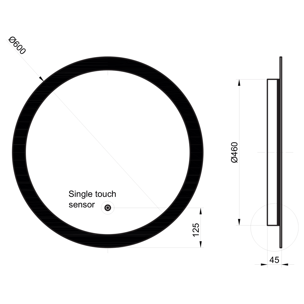 Harbour Glow Round LED Bathroom Mirror with Demister Pad 600mm Tap