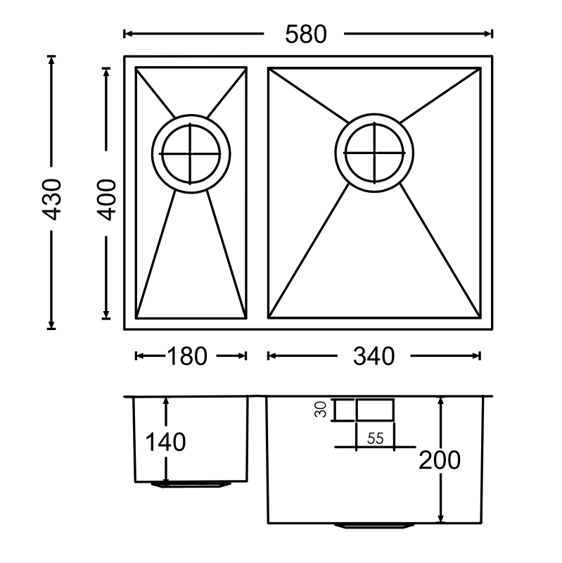 Vellamo Edge 1.5 Bowl Inset/Undermount Stainless Steel Kitchen Sink