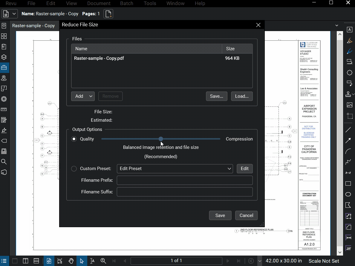 How To Reduce File Size in Bluebeam Revu Taradigm