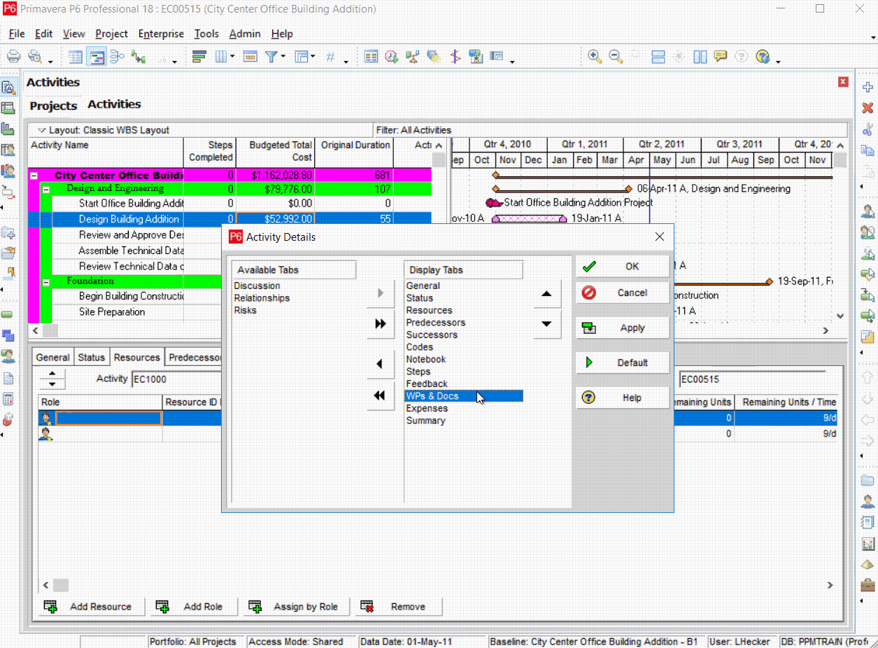 How to Create Layouts in Primavera P6 Taradigm