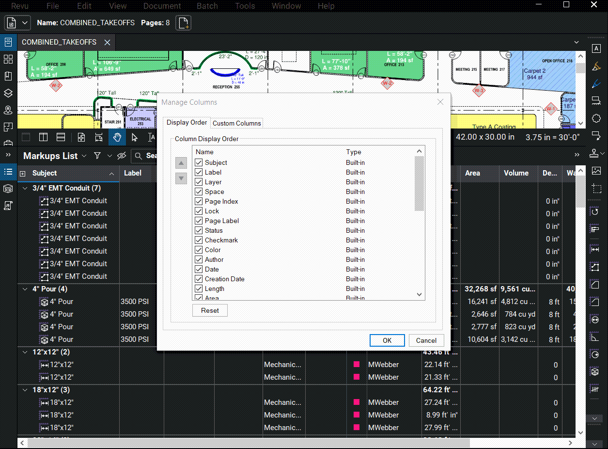 How to Create Custom Columns for Quantity Takeoff in Bluebeam Revu 20