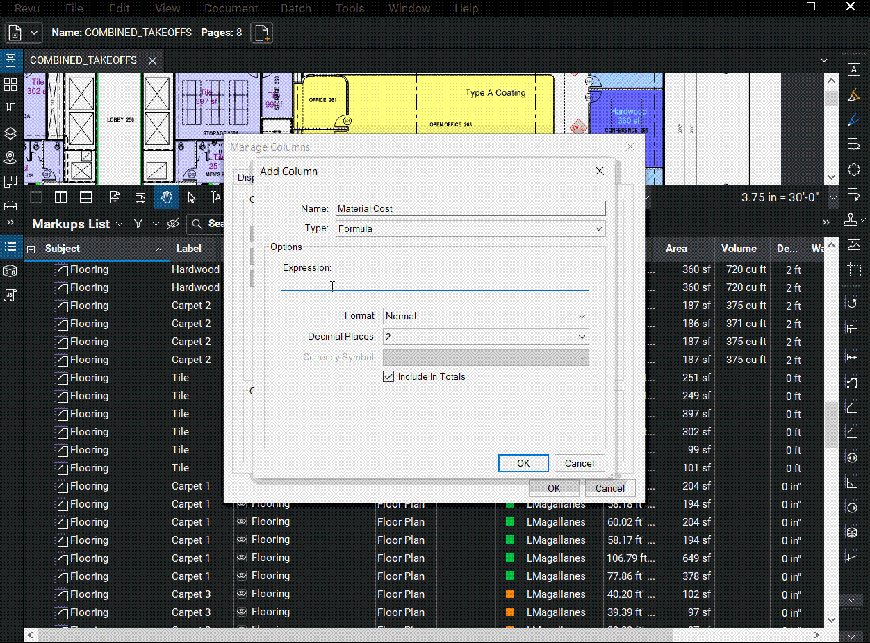 How to Create Custom Columns for Quantity Takeoff in Bluebeam Revu 20