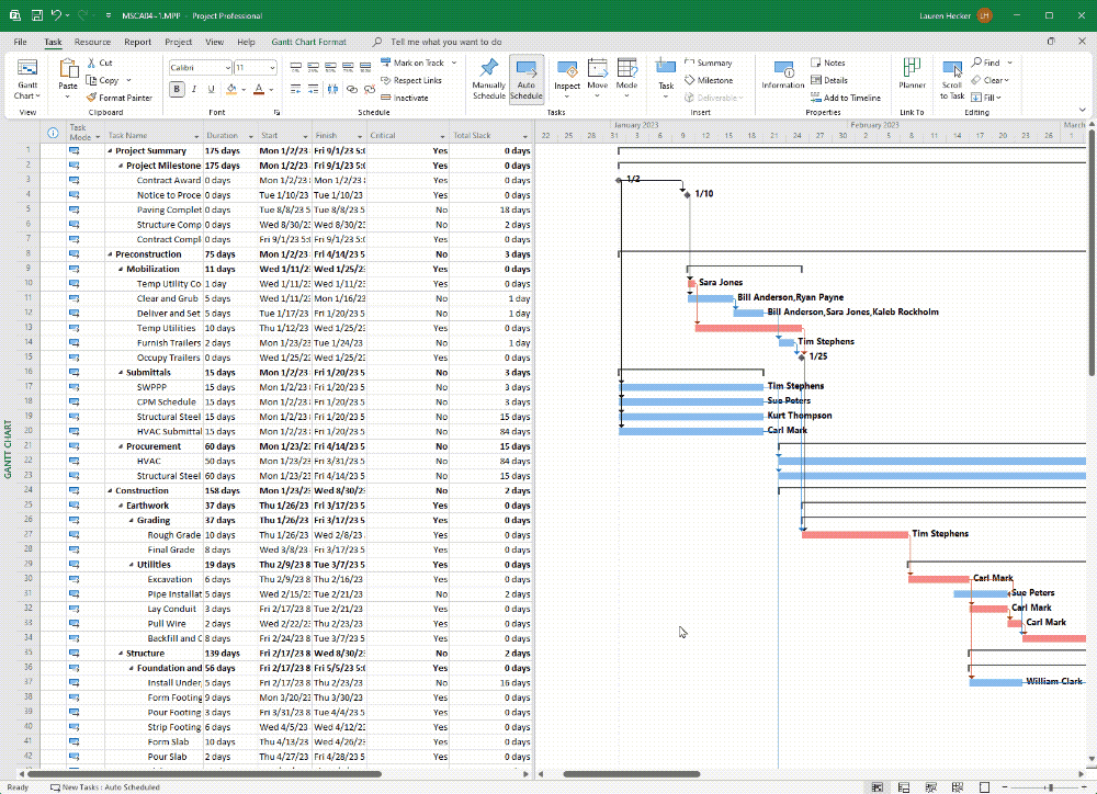 How to View the Critical Path in Microsoft Project Taradigm