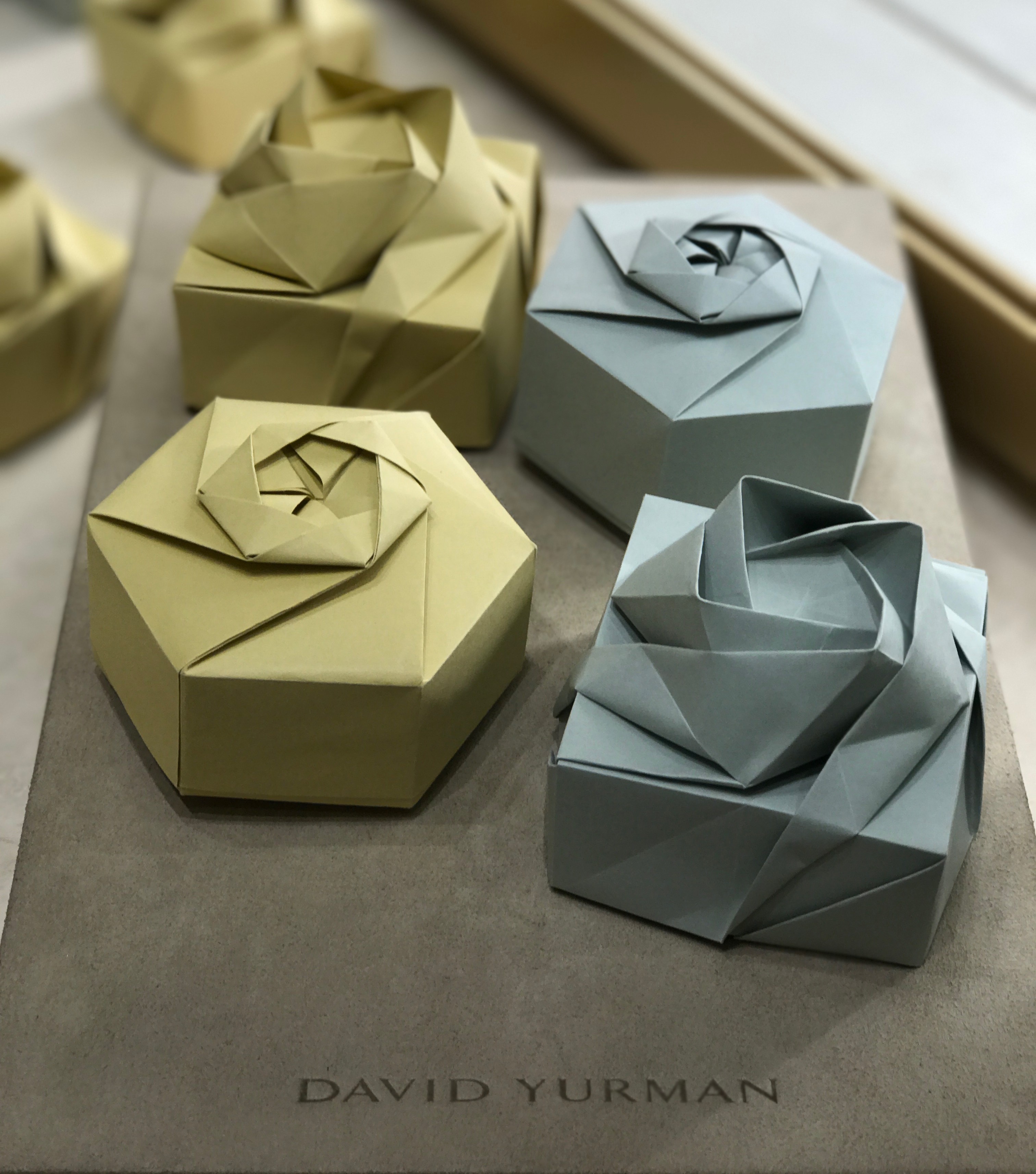 Taro’s folds origami jewelry boxes for David Yurman guests Taro’s