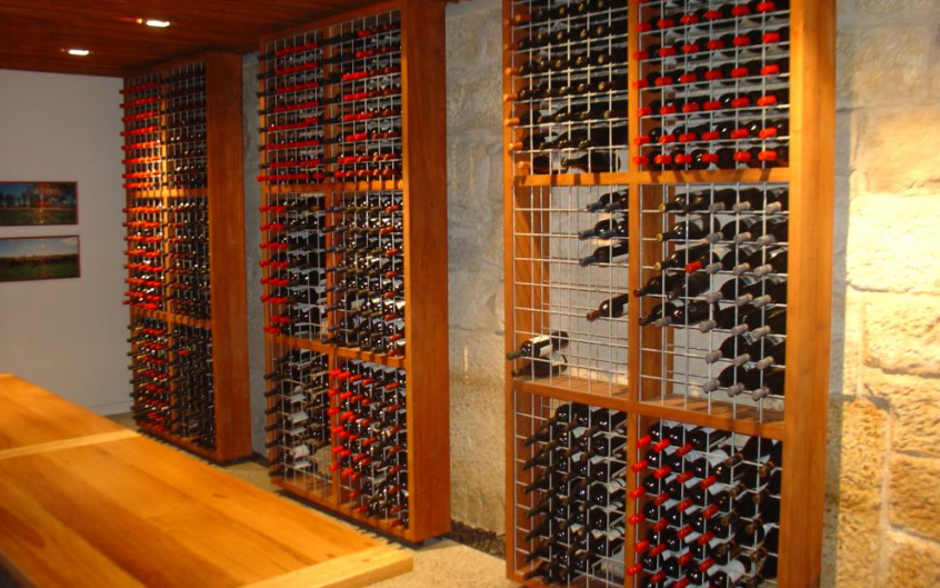 Solid Timber And Wire Mesh Wine Rack Tasker Joinery