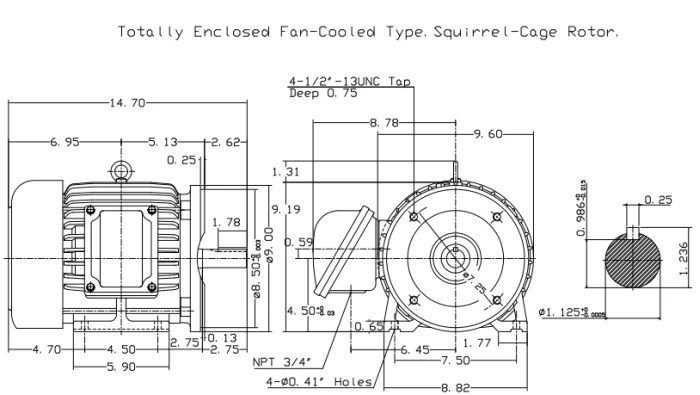 Teco XP0034C Explosion Proof CFace Footed Electric Motor
