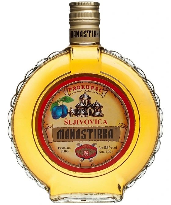 Manastirka Plum Brandy Slivovitz in Glass Flask Tastebrandy Slivovitz