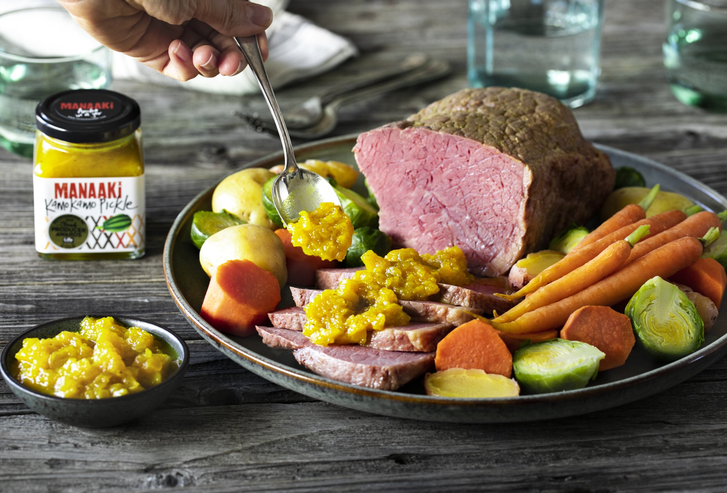 Corned Beef, Vegetables and Kamokamo Pickle Manaaki Māori Culture