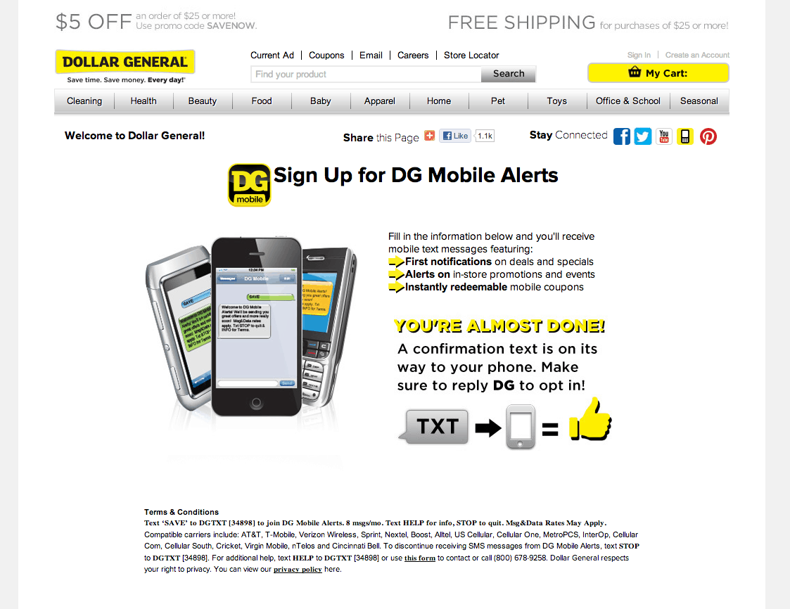 Dollar General Launches Text Message Marketing campaign Tatango