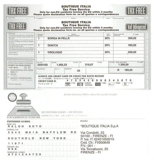 NEW TAX FREE VAT RUFUND SERVICE FOR TOURIST