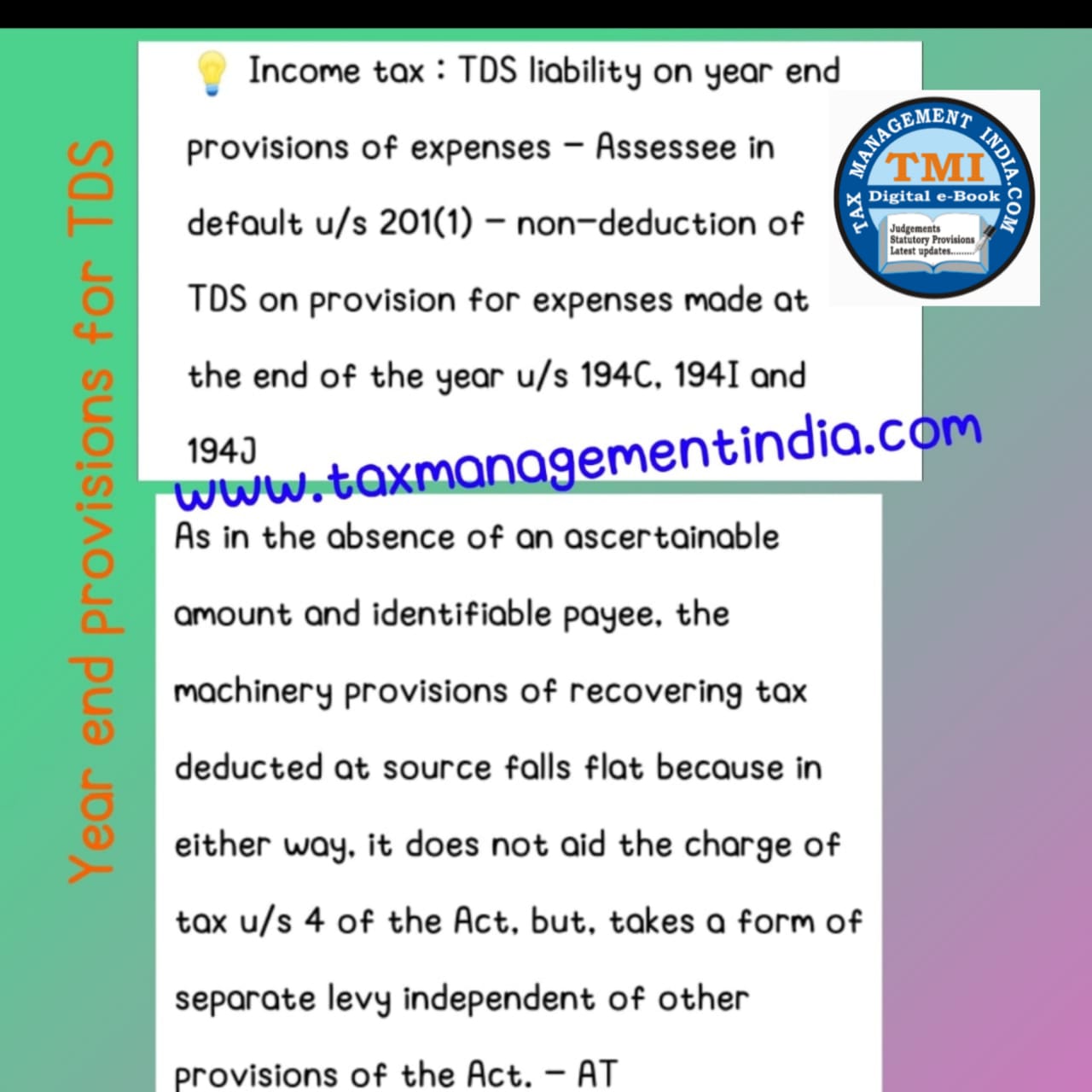 TDS liability on year end provisions of expenses Assessee in default