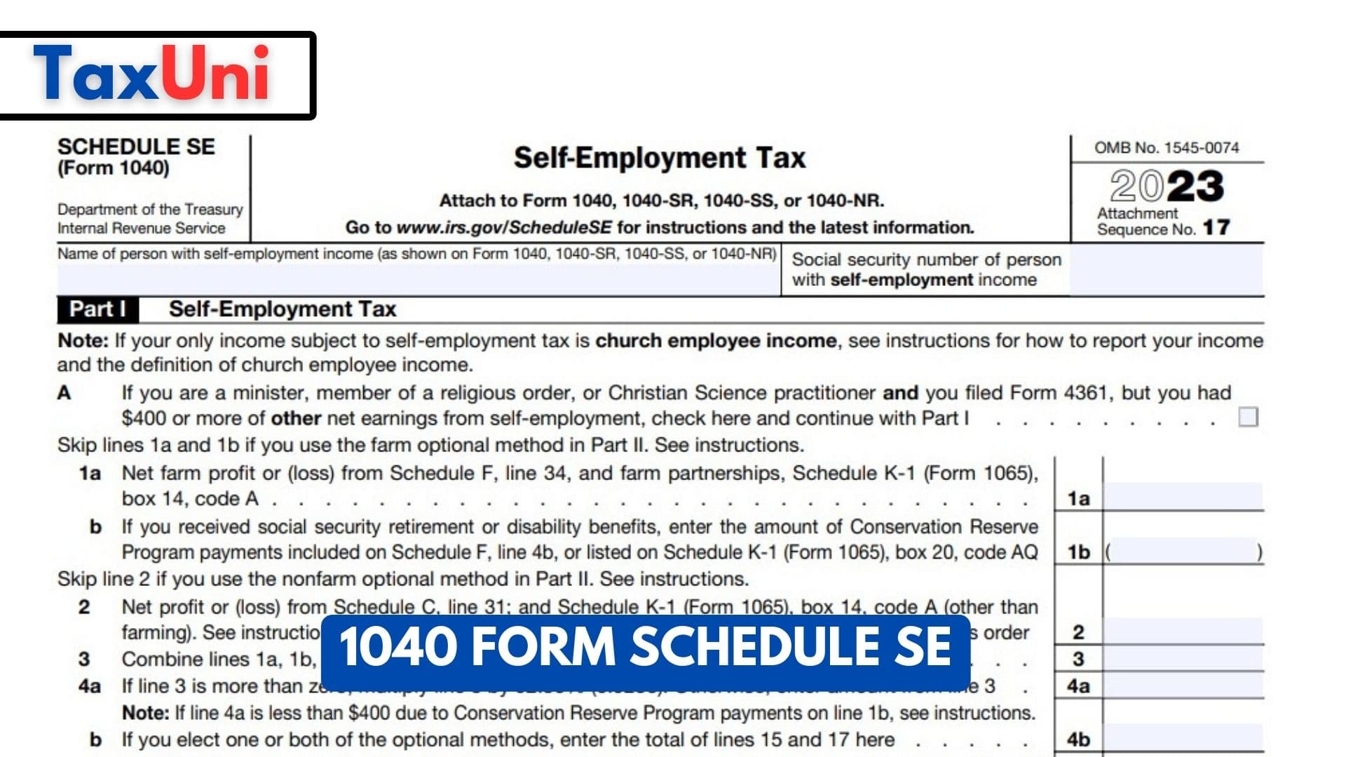 1040 Form Schedule SE 2023 2024