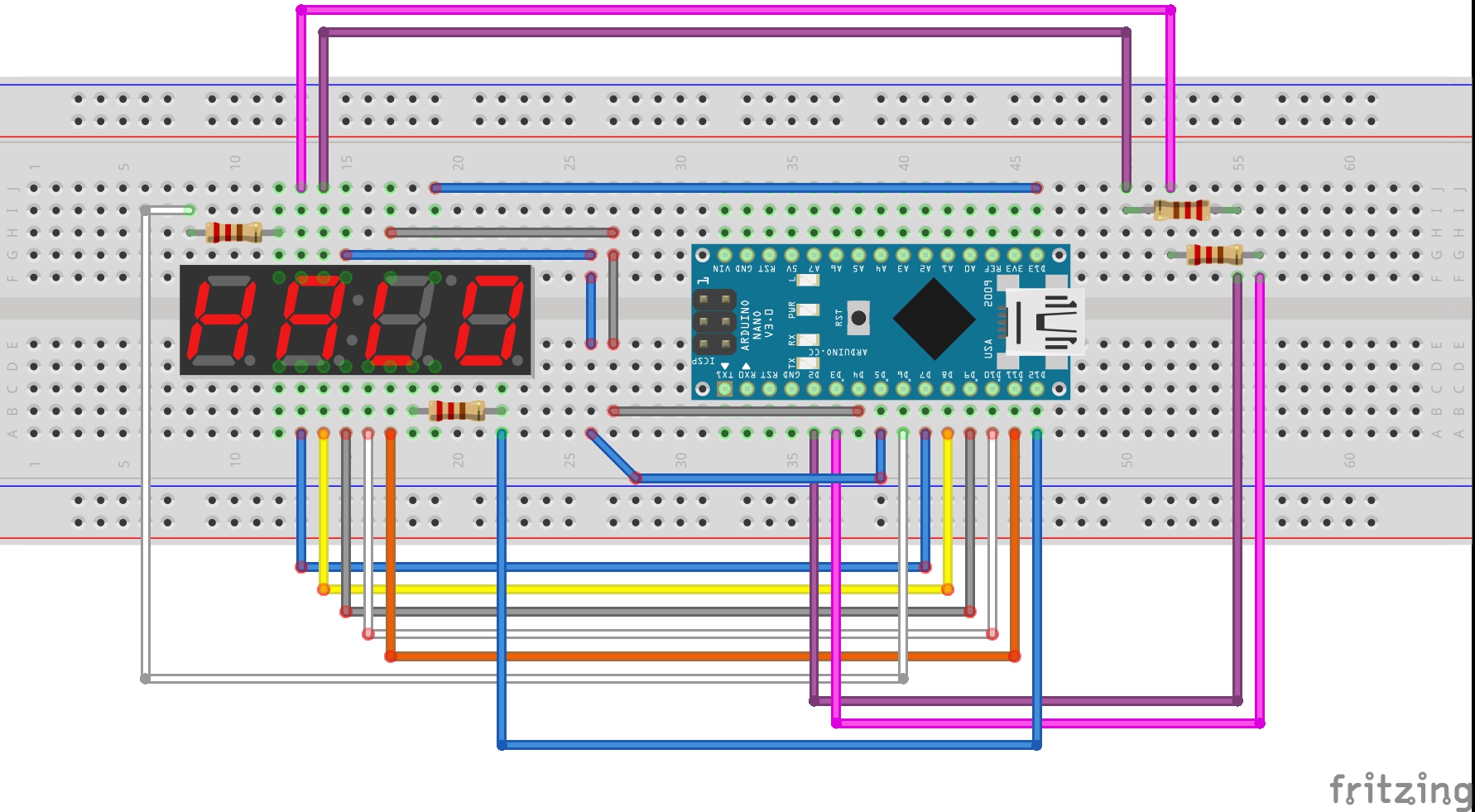 LED Display 7 Segment 4 Digit 0.36 inch Common Anode Yellow