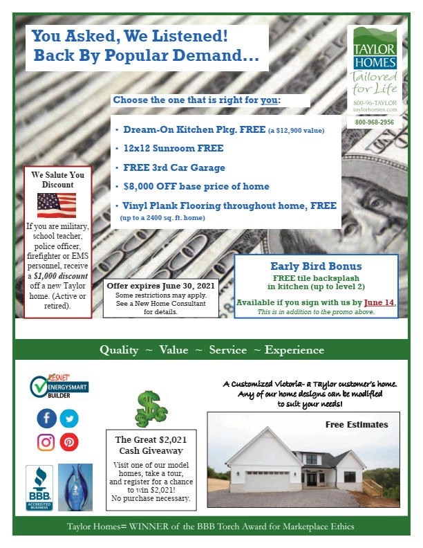 June 2021 Specials Taylor Homes Taylor Homes