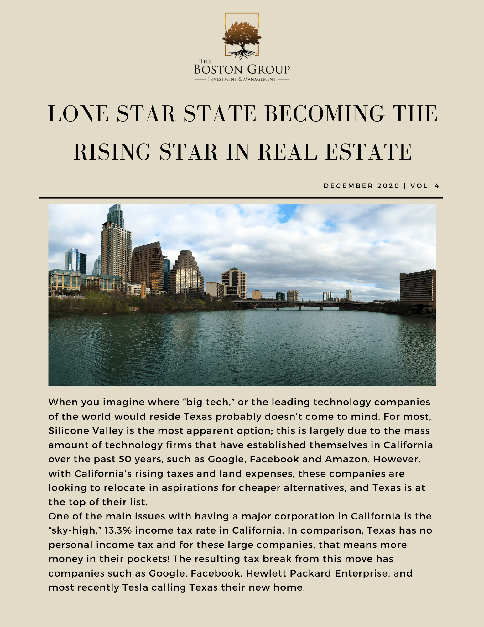 Lone Star State the Rising Star in Real Estate The Boston Group
