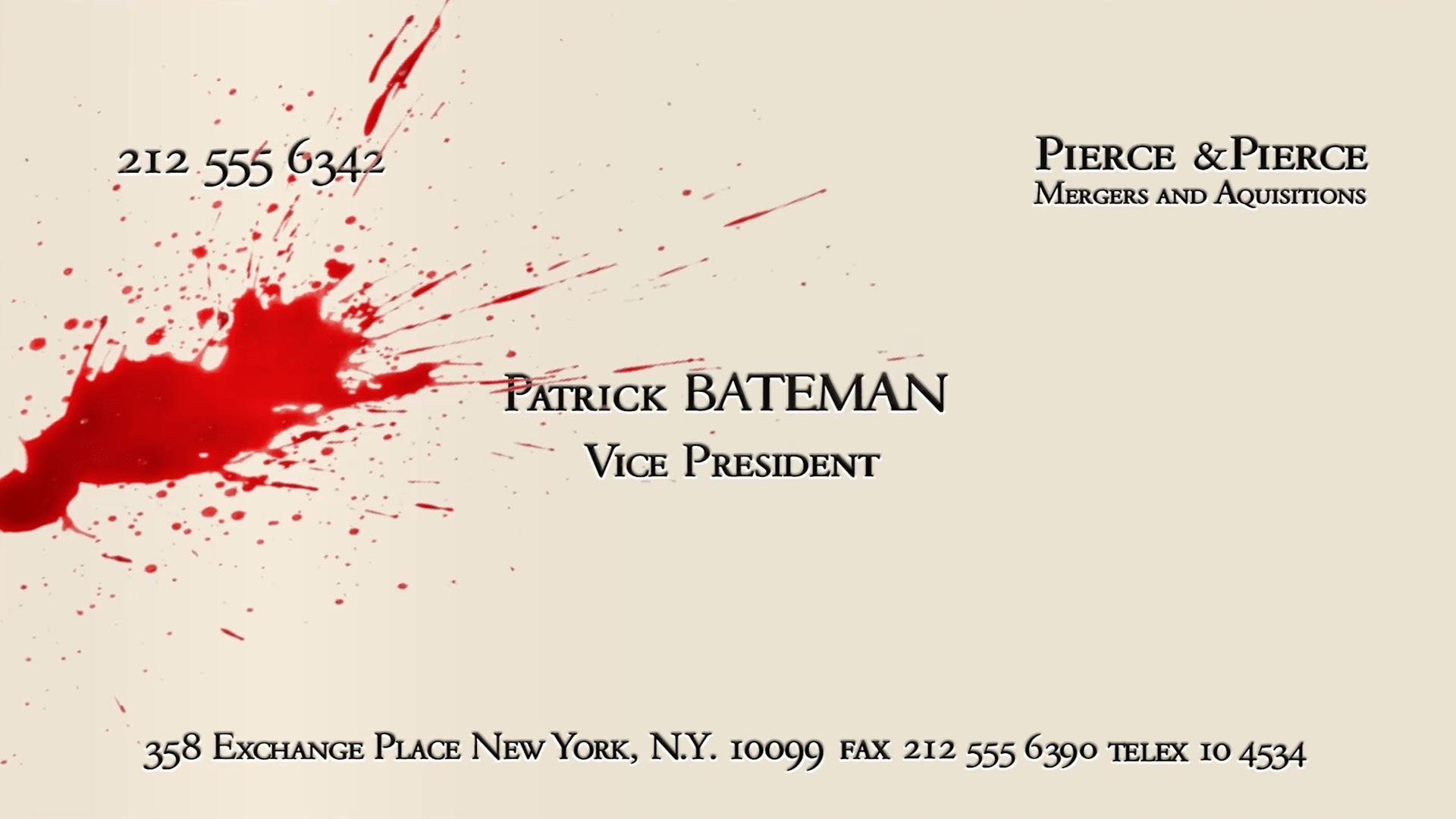 American Psycho Paul Allen Business Card