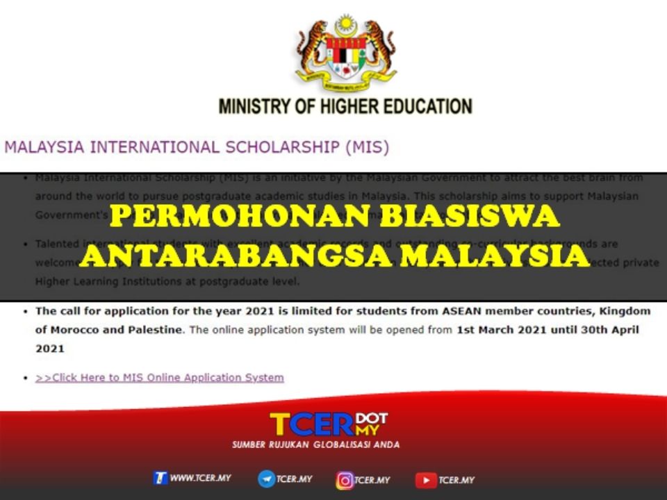 Permohonan Biasiswa Antarabangsa Malaysia TCER.MY