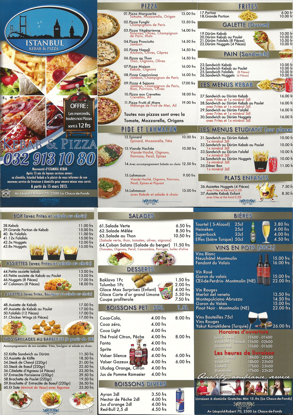 Restaurants ouverts aujourd'hui à La ChauxdeFonds Tchop.ch