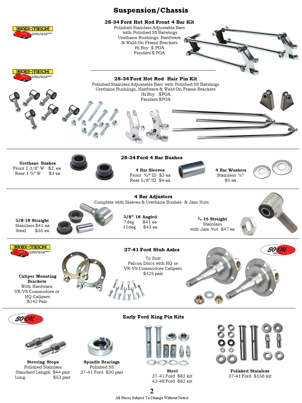 Car 4 Bar Kits, Dropped Axles, Stub Axles, Leaf Springs, Shackles