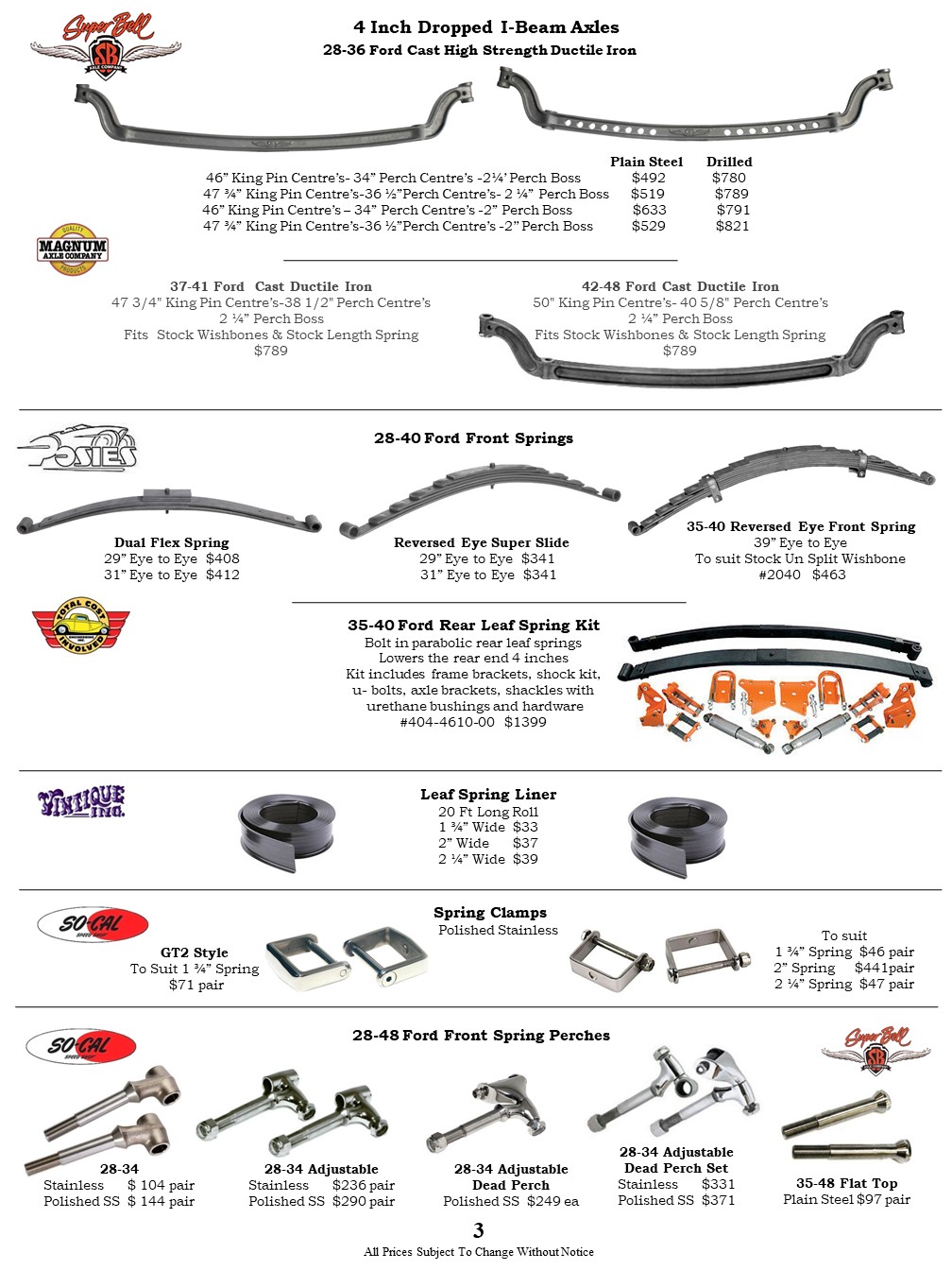 Car 4 Bar Kits, Dropped Axles, Stub Axles, Leaf Springs, Shackles