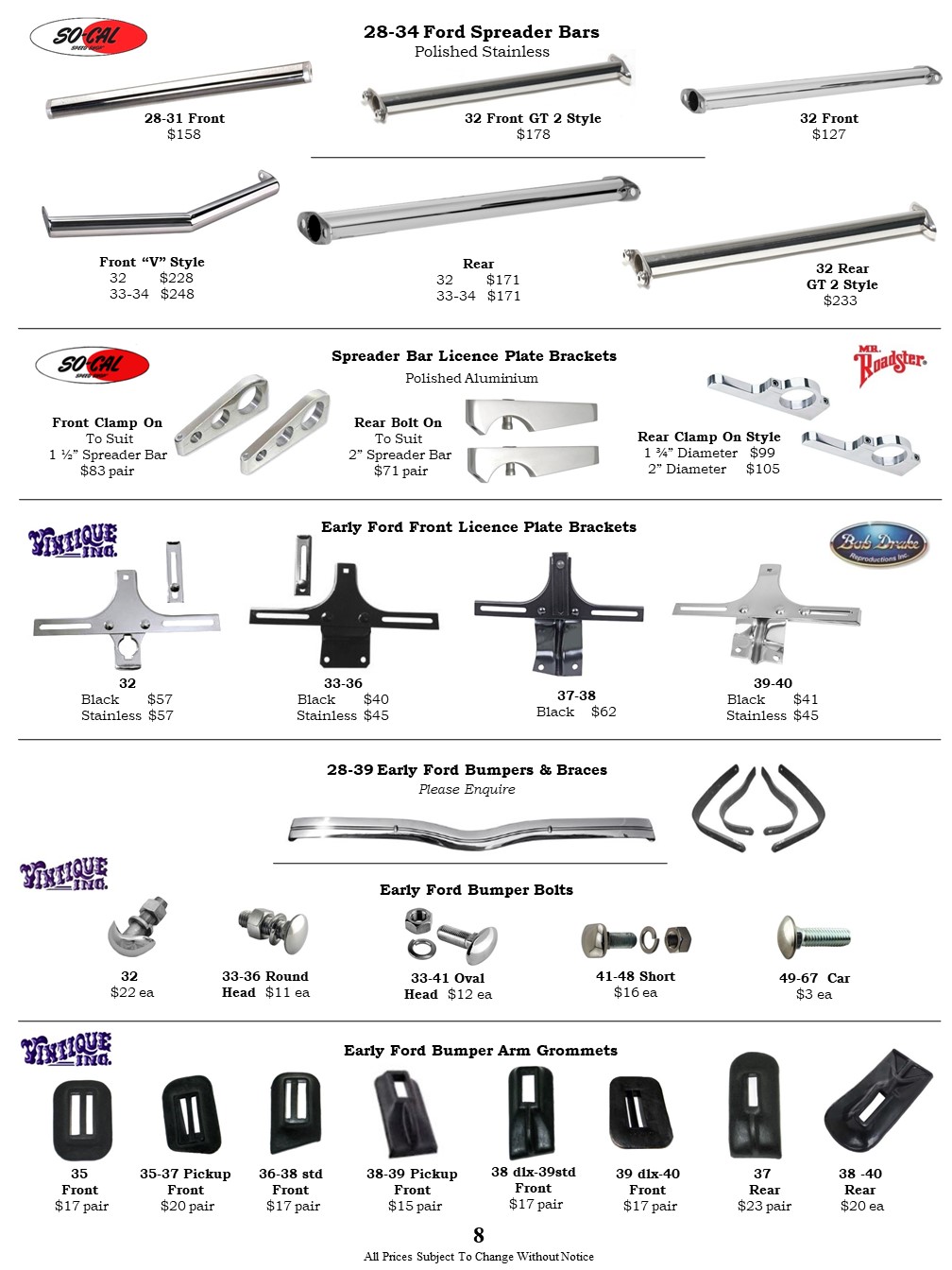 Car 4 Bar Kits, Dropped Axles, Stub Axles, Leaf Springs, Shackles