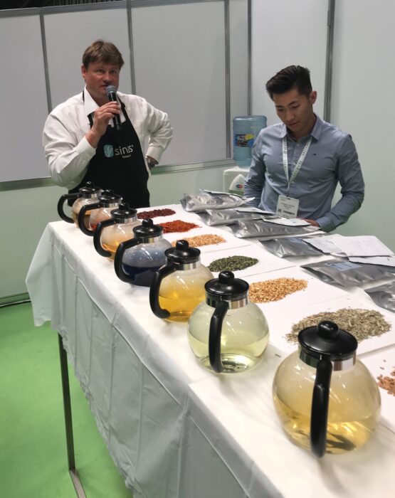 Blending tea at Tea & Coffee World Cup Tea & Coffee Trade Journal