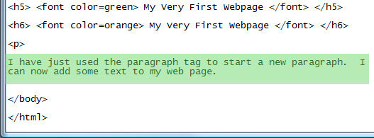 Paragraph template and sample paragraphs. Teach ICT - computer programming section: introduction to HTML
