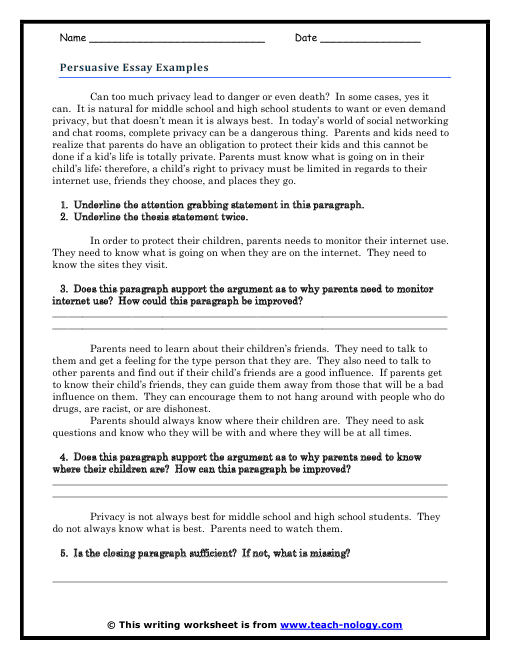 Persuasive Essay Examples Guided Response