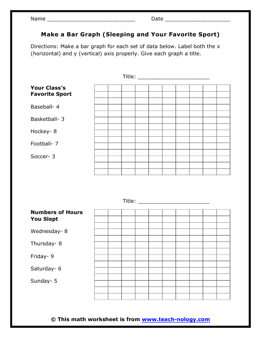 Make a Bar Graph (Sleeping and Your Favorite Sport)