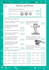 Money Word Problems Ii Worksheet (Grade 2) - Teachervision